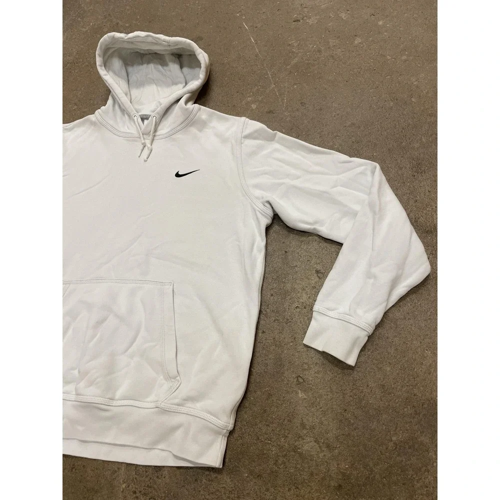 Nike Hoodie Mens‎ Large White Fleece Pullover Kangaroo Pocket Gym Training